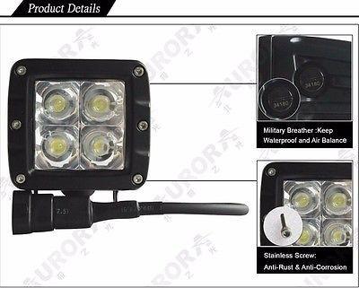 Pair of Aurora 2 Inch LED Working Light Bar/Cube Off Road Spot 20W 2200 Lumens